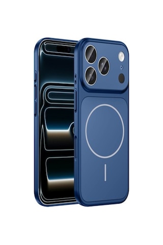 İphone 17 Pro Max Kılıf Magsafe Uyumlu Mat Ag Glass Buzlu Cam Anti-glare Darbe Emici Şeffaf Kenarlı Premium Koruma Lacivert - 883326404 Lacivert - 883326404 Lacivert