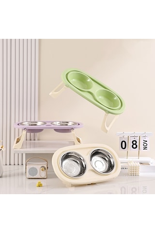 Sones Katlanabilir Evcil Hayvan Kasesi Yeme İçme Kasesi Boyun Koruma Uzun Çift Kase