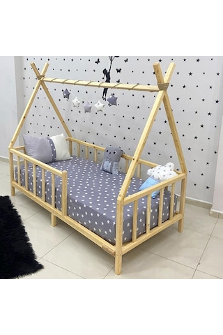 Markaawm Montessori Yatak Doğal Çam Ağacı Kızılderili 80x180 Genel