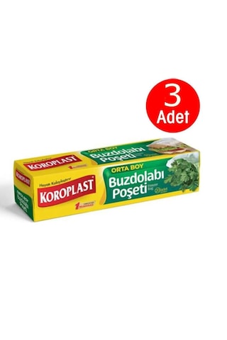 Koroplast Orta Boy Buzdolabı Poşeti 3 x 20'li 24 x 38 CM