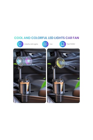 Araba Fan, Renkli Işıklu Araba Fan Kupası Tutucu, Usb Aracı Soğutma Hava Fan