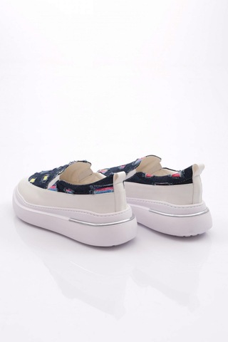 Dgn 057 Kadin Lastikli Sneaker Ayakkabi Mavi Kot Lacivert