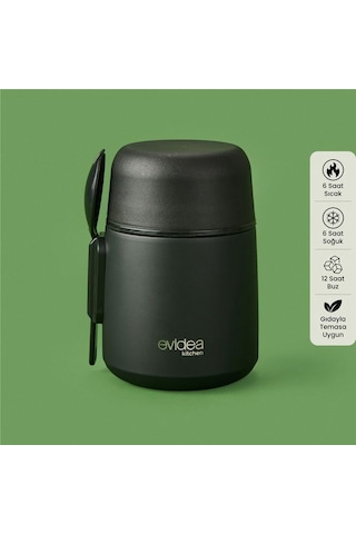 Evidea Kitchen Yemek Termosu - Siyah - 500 Ml Siyah