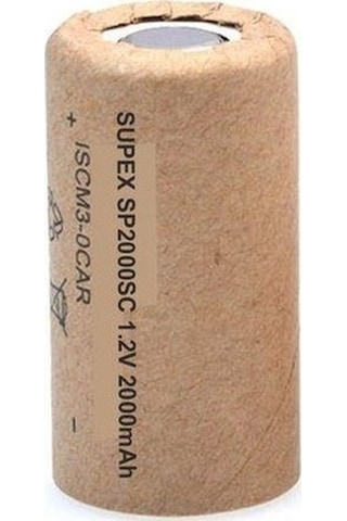 Supex SP2000SC 2000 mAh 1.2 V SC Ni-CD Kağıt Şarj Edilebilir Pil 2'li