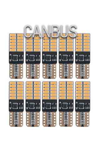 10 Adet T10 LED Park Plaka Tavan Ampulü 24 Ledli Turuncu Sadece 24 Volt Araçlar