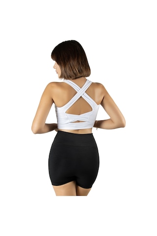 Terapi Men Beyaz Sırt Detaylı Fitted/vücuda Oturan Kare Yaka Spor Bluz Beyaz