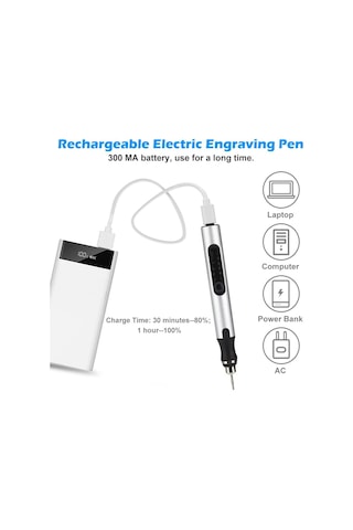 Cam Takı Ahşap Tırnak Gravürü İçin Elektrikli Gravür Kalem Seti