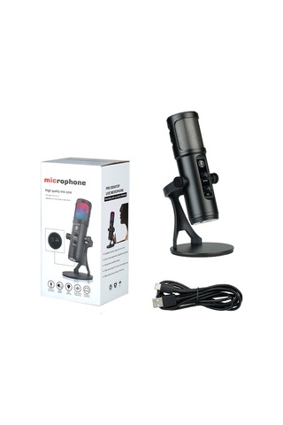 Singree Renkli Rgb Işıklı Usb Mikrofon - Gerçek Zamanlı Kulaklık Çıkışı Ve Mute Tuşu