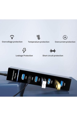 Primex Px-3017 Usb Hub, 7 Port Usb 3.0 Çoklayıcı, Usb Çoklayıcı Siyah, 7 Port Usb Hub