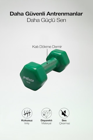 Proforce Vdb Dışı Vinil Kaplı Içi Çelik Döküm Ağırlık Dambıl Yeşil 4 KG