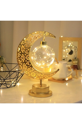 Soulader Ay Işığı Efekti Yuvarlak Top İç Mekan Dekoratif Lamba Masaüstü Aydınlatma Şamdan Sari