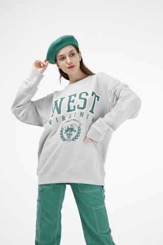 Brz Collection Unisex Oversize West Virginia Sweatshirt Gri