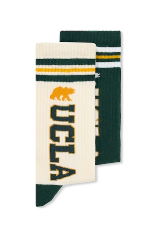 Ucla Ardelle 2'li Ekru-yeşil Uzun Jakarlı Pamuk Standard Fit Unisex Çorap