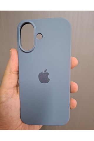 Apple Uyumlu iPhone 17 Logolu İçi Kadife Silikon Lansman Kılıf Füme