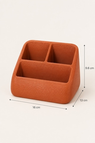 Masa Üstü Kumandalık Organizer Çok Bölmeli Tv Klima Kumanda Standı Düzenleyici 16x13x9.6 Cm Kahverengi