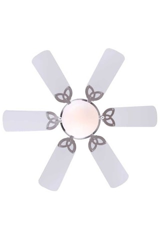 Vanti Kcf278 60w 30 İnç Ahşap Beyaz 6 Kanatlı Lambalı Avizeli İpli Tavan Vantilatörü