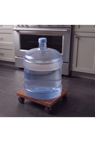 Ahşap Desenli Tekerlekli Stand Saksı, Damacana Ve Tüp Altlığı 30x30 Cm