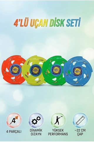 4'lü Uçan Disk Set 22 Cm Frisbee Renkli Eğlenceli Açık Alan Plaj Ve Park Oyun Seti