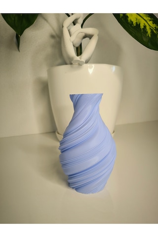 Bohem Tarzda Dekoratif Vazo - 15cm Mavi