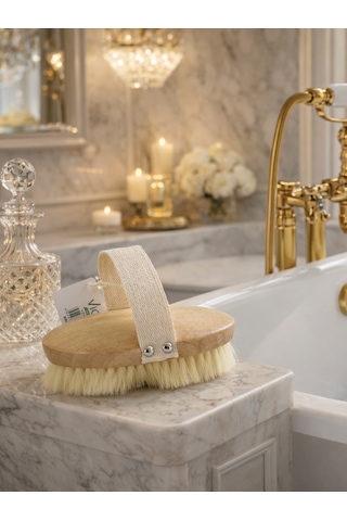 Doğal Ahşap Vücut Banyo Fırçası Kese Etkili, Cilt Arındırıcı Masaj Fırçası Vıchy-7052