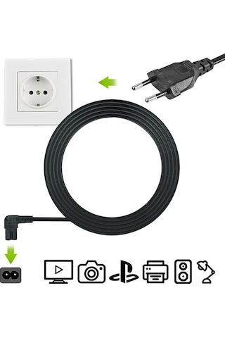 2 Adet - 90 Derece L Uç Teyp Radyo Fişi Ps5 Ps4 Ps3 Xbox One S X Power Güç Kablosu - 1.5m