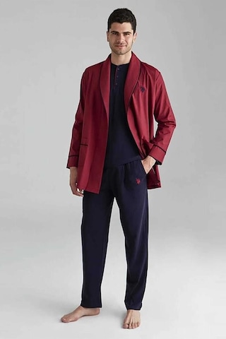 U.S Polo Assn. 12000 Erkek Uzun Kollu Kısa Kollu Şortlu Takım Sabahlık 3'lü 001