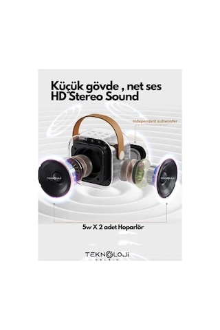 K12 Kablosuz Bluetooth Hoparlör Karaoke Mikrofon 5 Ses Efektli Rgb Hd Stereo Es Usb/sd/fm