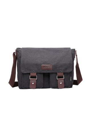 Teltree Erkekler İçin Şık Ve Dayanıklı 13 İnç Siyah Kanvas Omuz Çantası, Okul Ve Günlük Kullanım İçin İdeal. Gri