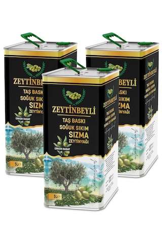 Zeytinbeyli Taşbaskı 15 Lt Natürel Sızma Soğuk Sıkım Zeytinyağı