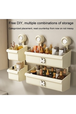 Tongxida Bosphorusboutique Vakumlu Stil: Sones Sepet, Banyo Duvara Monteli Küçük Kahverengi Çıkarılabilir Depolama Diğer