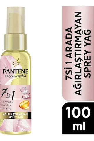 Pantene Pro-V 7'si 1 Arada Hint Yağı Biotin Gül Suyu Ağırlaştırmayan Saç Sprey Yağı 100 ML