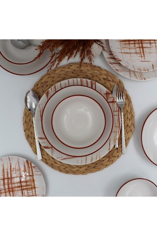 Ekose 16 Parça 4 Kişilik Karamel Yemek Takımı