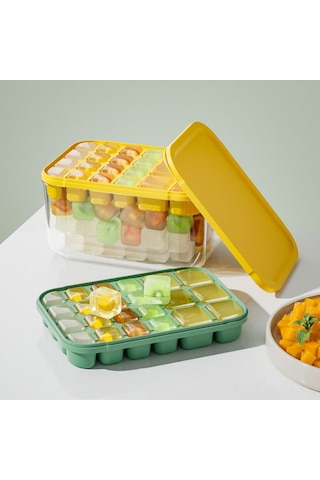 Jeehugo Evde Kullanıma İdeal Silikon Buz Kalıbı - Büyük Kapasiteli Buz Depolama Kutusu İle Dondurma Ve Dondurma Kalıbı Seti Yeşil Çok Renkli