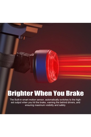 Mufunye Bisiklet Akıllı Fren Lambası - 61 Led Işıklı, Su Geçirmez, Otomatik Sensörlü, Usb Şarj Edilebilir - Gece Ve Gün Sürüşü İçin Arka Feneri