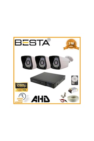 2 Mp 1080p 3 Dış Mekan Kameralı Ahd Güvenlik Seti