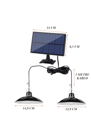 Kumandalı 2 Ledli Solar Lamba Çardak Çadır , Verenda Aydınlatması Mini Güneş Enerjili Çardak Lambası 1