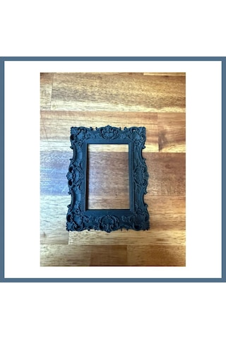 Buradabulabilirsin 3d Baskı Barok Desenli Duvar Çerçevesi Süslü Kabartmalı Vintage Tablo Çerçevesi Mat Siyah Bbz