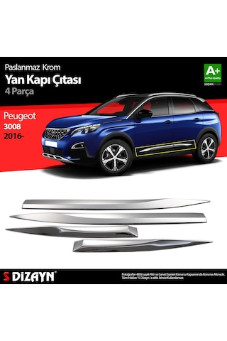 S-Dizayn  Peugeot 3008 Krom Yan Kapı Çıtası 4 Prç 2016 Üzeri
