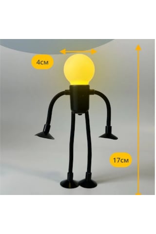 Konesam Usb Şarjlı Led Kişi Figürlü Gece Lambası - Yumuşak Sarı Işık, Çocuk Odası, Yatak Odası, Konforlu Atmosfer Siyah