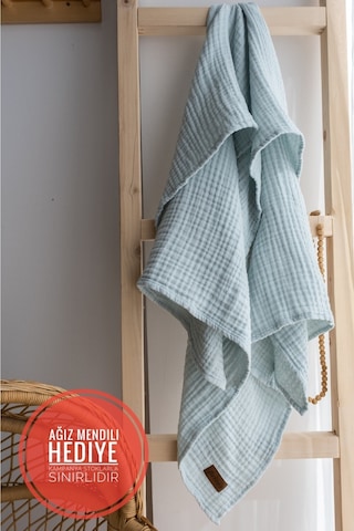 Zeypba 4 Katlı Müslin Bebek - Çocuk Battaniyesi %100pamuk 90x100 CM Mavi