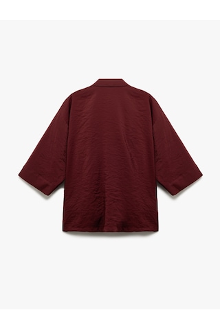 Koton Modal Kumaş Cepli 3/4 Geniş Kollu Kimono Bordo 5sak50018ew Bordo