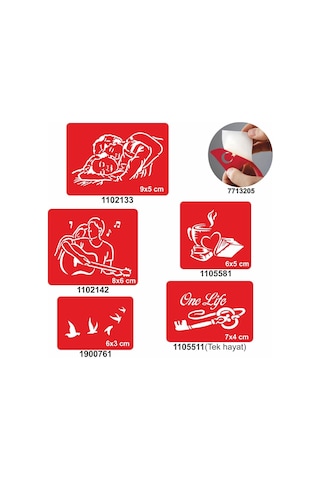 Sarmaş Dolaş Desenler 5 Li Set Geçici Dövme Kına Şablonu