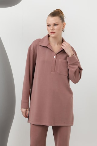 Loreen 20605 Kadın Yakası Çıtçıtlı Cep Detaylı Pantolonlu Takım Rose