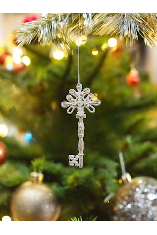 Yılbaşı Ağaç Süsü Anahtar Asılabilir Simli Dekoratif Süs 15 Cm Anahtar