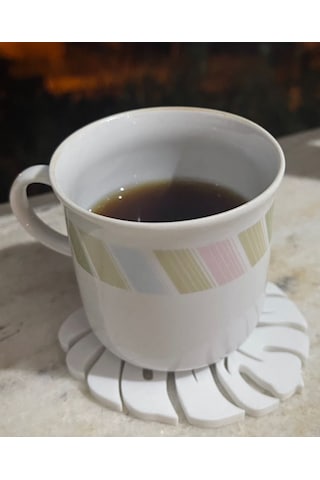 Yaprak Bardak Altlığı Beyaz