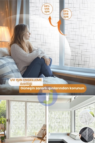 Technojet Statik Buzlu Desenli Cam Kaplama Filmi Duşa Kabin Ofis Balkon Dekorasyon Folyo 60cmx100cm Tk2010