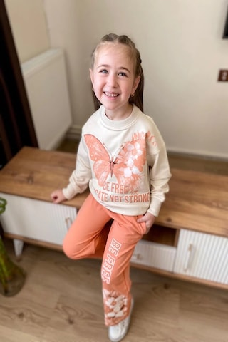 Koçak Kids Kelebek Desenli Turuncu Renk Kız Çocuk Takım Turuncu