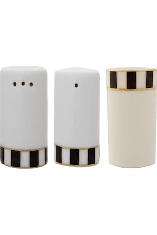 Porland Palms Tuzluk Biberlik Kürdanlık 6cm 3 Parça Beyaz - Siyah