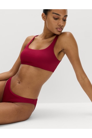 Marks & Spencer Dokulu Scoop Yaka Bikini Üstü T52001197B Bordo