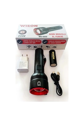 Wıson Ws-5572 20w Uzun Menzilli Şarjlı Metal El Feneri 4490 Çok Renkli
